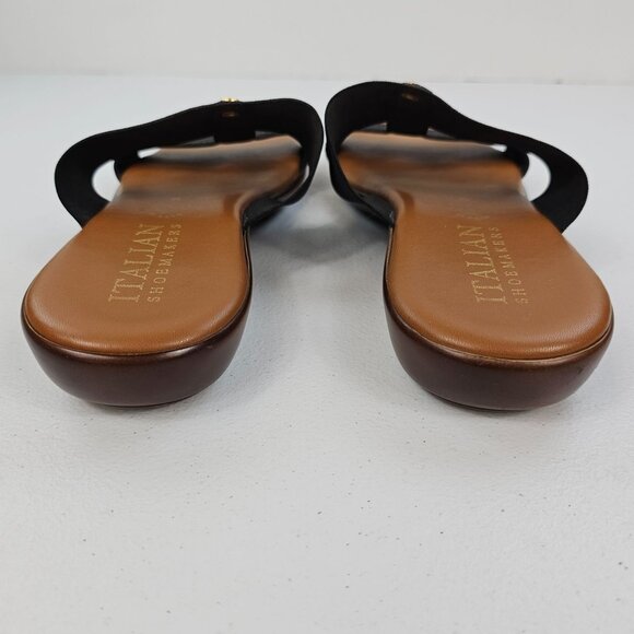 Italian Shoemakers Wms 9 Brown Black Open Toe Comfort Earthy Summer Slide Shoes - Picture 10 of 16